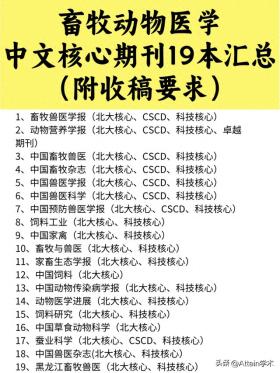 畜牧动物医学核心期刊19本汇总（附投稿要求